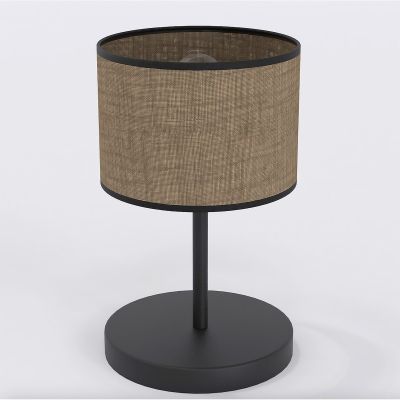 Lampada da tavolo ECO in acciaio nero opaco e tessuto marrone
