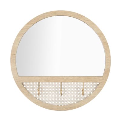 Specchio da parete Fuji con cornice boho in ferro e MDF