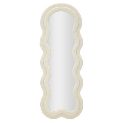 Specchio da parete Teddy wavy in bouclé crema 67x166 cm