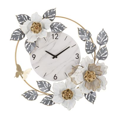 Orologio da parete Flowers in ferro con decoro floreale multicolor