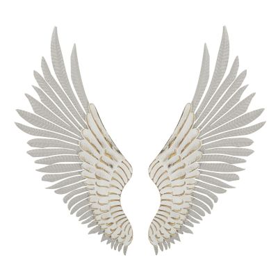 Pannello da parete Ali Natural coppia di ali in ferro e MDF bianco