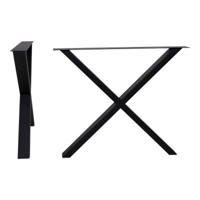 Gambe Nimes design X per tavolo da pranzo in acciaio nero, 86×70,8 cm