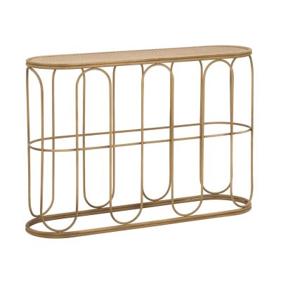 Console Samui in ferro e rattan naturale — 110x32x77 cm