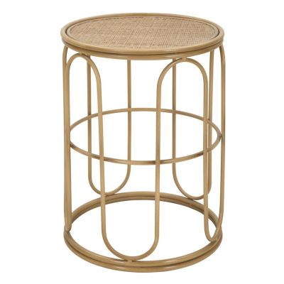 Tavolino rotondo Samui in ferro e rattan — Ø 40x55 cm