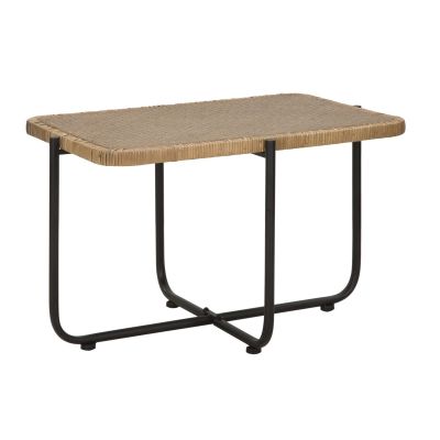 Tavolino da caffè Cebu in rattan e ferro nero — 75x55x46,5 cm