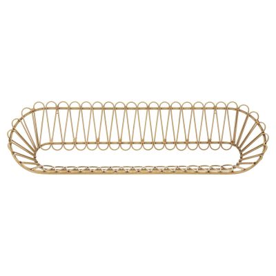 Libreria da muro Panama in ferro e rattan 162x28x43,5 cm