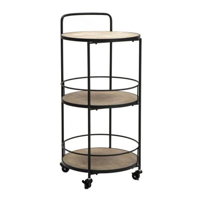 Carrello Arex in ferro e MDF nero e rovere – 40 x 41,5 x H 82 cm