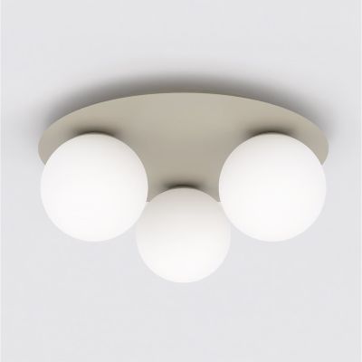 Lampada da soffitto SOLAR in acciaio mokka e vetro opale