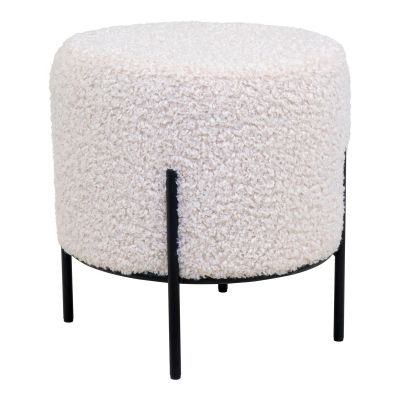 Kendra Home - Pouf Alford, Bianco, 35,5x35,5x37 cm