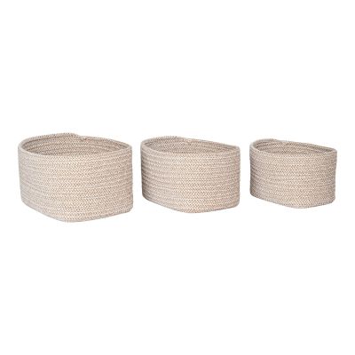 Kendra Home - Set di 3 Cesti Portaoggetti Cadima, Beige, 17x12x11 cm