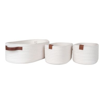 Kendra Home - Set di 3 Cesti Portaoggetti Jarana, Bianco, 16x22x11 cm