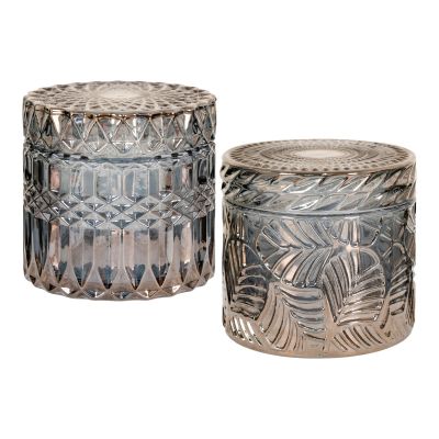 Kendra Home - Set di 2 Vasi Decorativi Jars, Blu, 9x9x8,5 cm