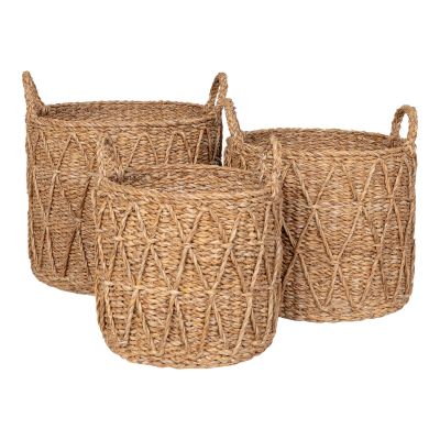 Kendra Home - Set di 3 Cesti Portaoggetti Krabi, Marrone, 28x28x25 cm