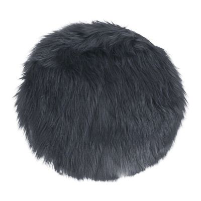 Kendra Home - Pouf Lambskin, Grigio, 35x35x6,5 cm