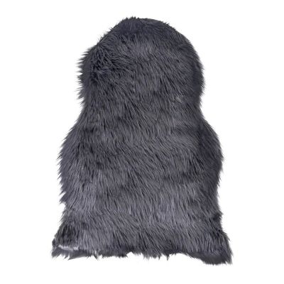 Kendra Home - Tappeto Asimmetrico Lambskin, Grigio, 85x50x6,5 cm