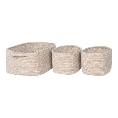 Kendra Home - Set di 3 Cesti Portaoggetti Teixo, Beige, 18x13x12 cm