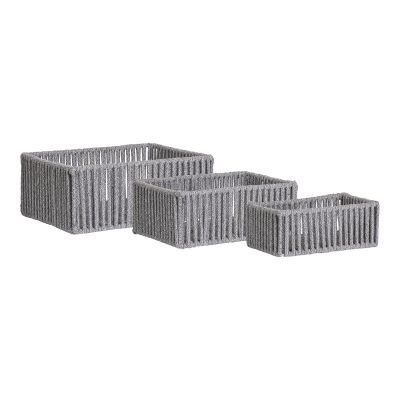 Kendra Home - Set di 3 Cesti Portaoggetti Arese, Grigio, 26x16x10 cm