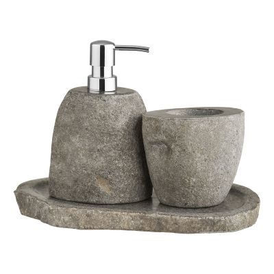 Kendra Home - Set da Bagno Gara, Grigio, 10,5x9x10 cm
